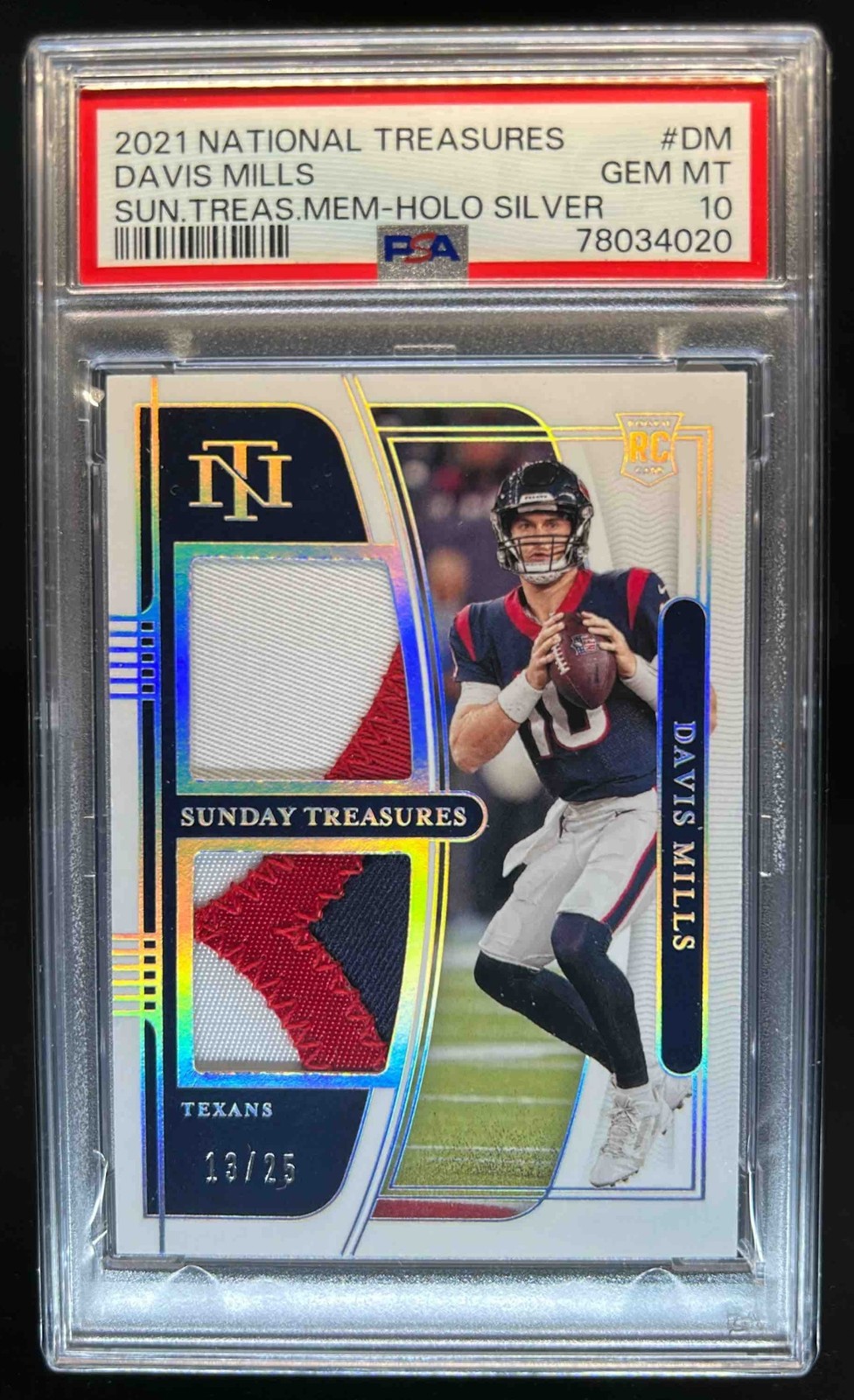 Davis Mills Panini National Treasures Sunday Treasures Memorabilia #DM Holo Silver