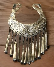 Vintage Ethnic Tribal Sterling Silver Crescent Naja Pendant Statement...