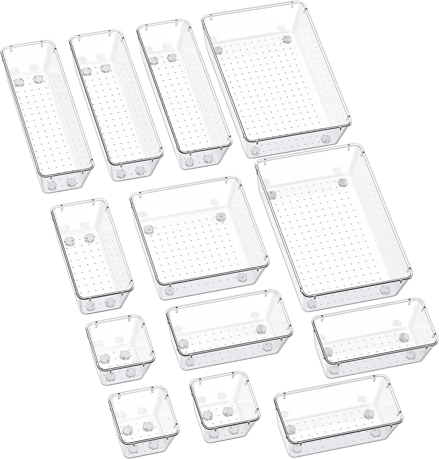 13-Piece Non-Slip Drawer Organizer Set with 5 Sizes of Trays