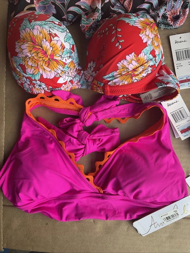 6 Para Mujer MEDIANO Natación Bikini Top Pasas Bar lll Rosa Rojo Negro Púrpura Foto 2 de 4