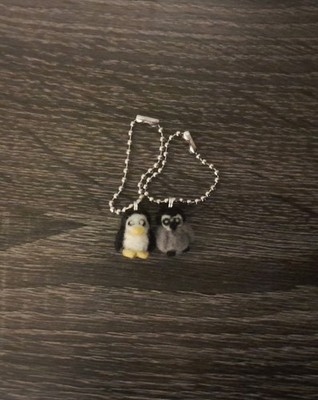 Aniferu: Handgefertigtes Nadelfilz Tier - 2 Miniatur Pinguine Schlüsselanhänger