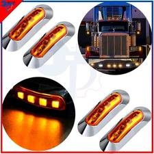 4PC 4LED Amber Side Clearance Marker Lights Universal For Truck Trailer Van