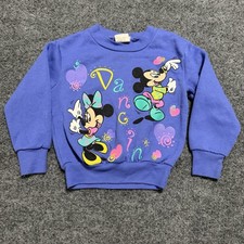 Vintage 90s Kids Disney Minnie Mouse Mickey Mouse Sweatshirt sz 2t Purple Dancin