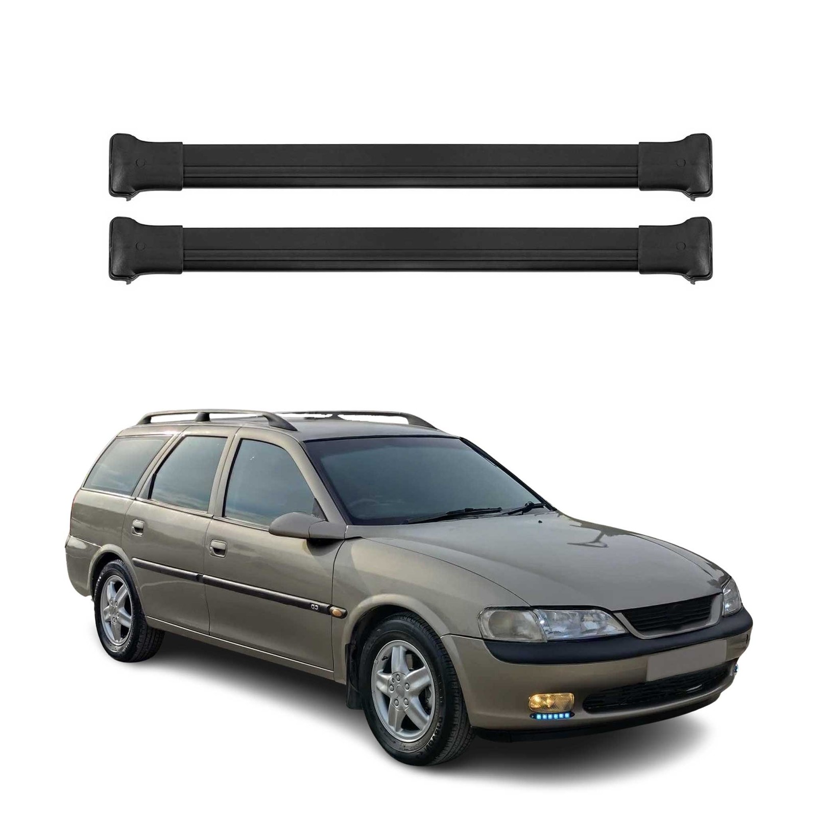 Barres de toit OMAC haut de gamme en aluminium noir conçues pour le break Opel Vectra B 95-02