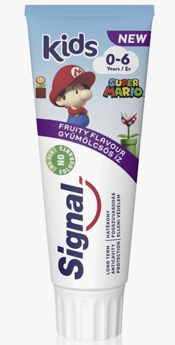 Dentifrice Signal Junior 0-6 ans aux fruits Super Mario lot de 3 tubes de 75ml
