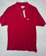 Lacoste Men  s sz S 3 Polo cotton Shirt Short Sleeve Button Bordeaux Croc