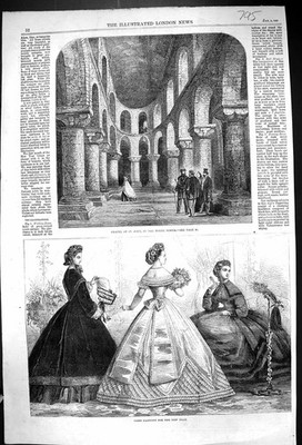 Alte 1863 Paris Mode Interieur Kapelle St. John weißer Turm Architekt viktorianisch