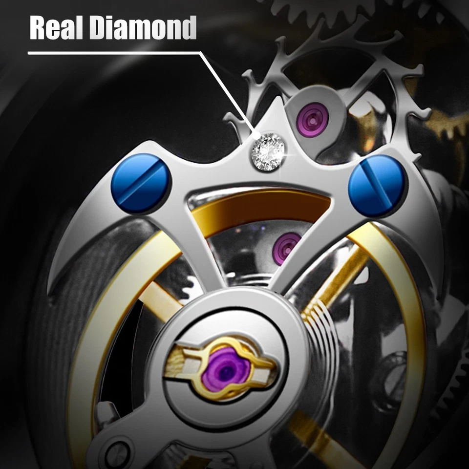 Reloj mecánico para hombre Aesop Starry Sky Flying Tourbillon zafiro de lujo 7049 Foto 4 de 4