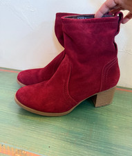 Canyon River Blues Boots Womens 8 Red Savannah Slouch Mid Suede Pull On Heels