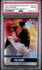 PSA 8 Paul Skenes 2024 Leaf Vaunted Metal #VM-13 Burst 1/1 Rookie Card