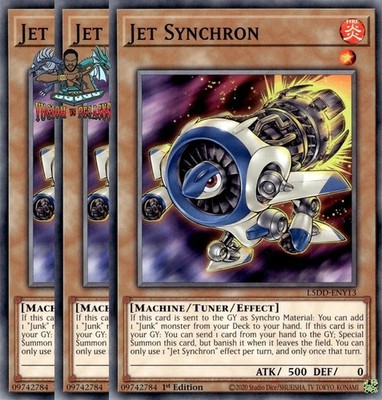 Yugioh! 3x Jet Synchron L5DD-ENY13 Common 1st Ed NM