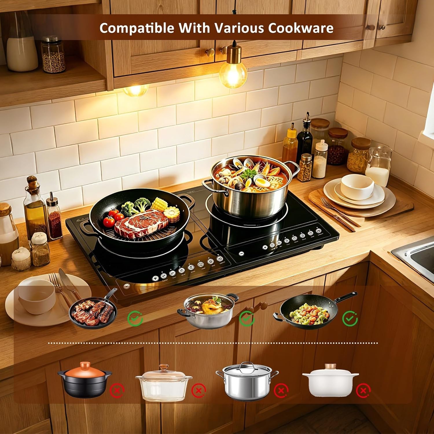 Double Induction Cooktop Portable Electric Cooktop,Portable Dual Induction Cooke — image 2