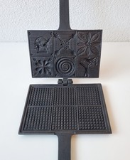 Schönes, altes 6 Felder Waffeleisen aus Gusseisen, mit schönen Mustern, um 1900