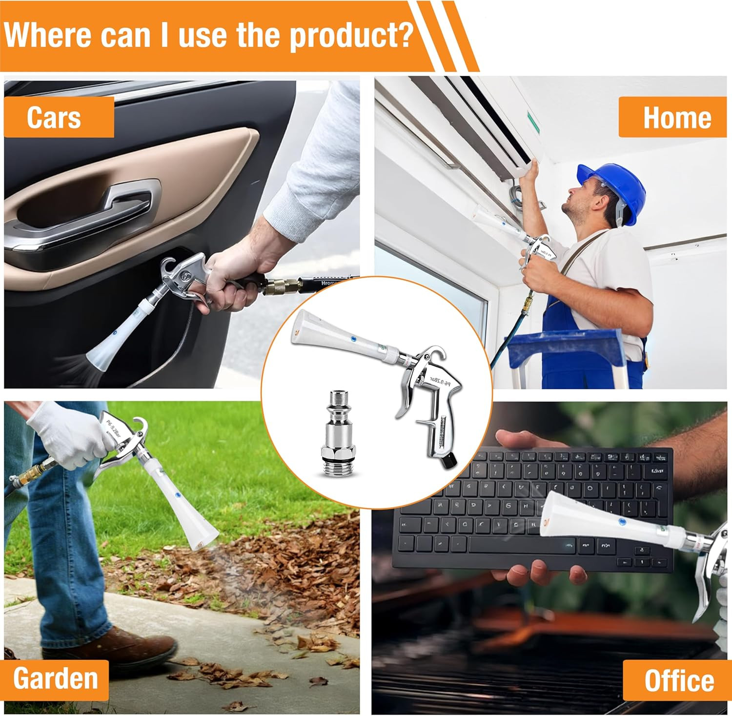 Premium Tornado Air Blow Gun with Nozzle Car Interior Cleaning Quickly Blasts Di