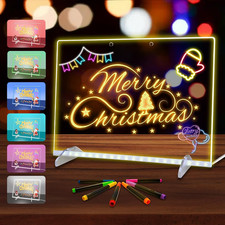 LED Note Board with Colors, Acrylic Dry Erase Board with Light, 13.8"X10" 4 Mode