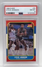 STEVE JOHNSON - 1986 NBA FLEER - PSA 8 NM-MT - SAN ANTONIO SPURS - #55