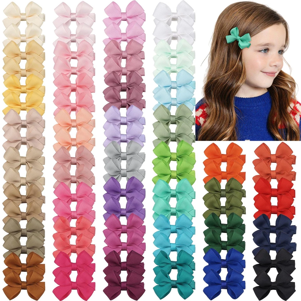 10 Piezas Pequeños Lazos de Bebé Clips Completamente Cubiertos 2" Lazos de Cabello Correas Clips Acceso para Cabello Foto 4 de 4