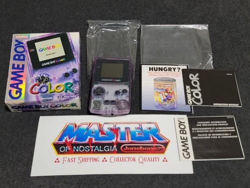 GBC Gameboy Color ATOMIC PURPLE System Console TESTED Complete CIB Box ...
