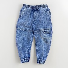 Vtg 80s Healthtex Toddler Boys Girls 3T Acid Wash Denim Cargo Jogger Pants OG