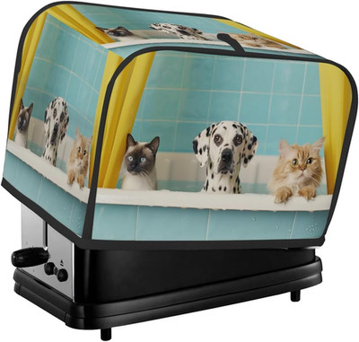 2 Slice Toaster Cover Animal Dog Bath Bread Machine Cover Lightweight with Top H
