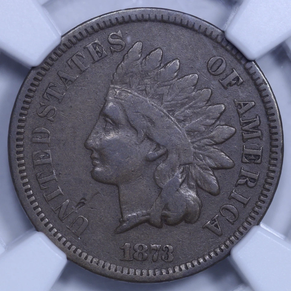 1873 Indian Head Cent (Open 3) - 1c NGC VF25 BN - Brown - Original Surfaces! - Image 3 of 4