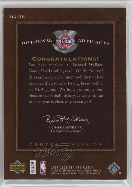 2007-08 Upper Deck Artifacts Divisional Red /29 Rasheed Wallace #DA-RW Patch - Image 2 of 2