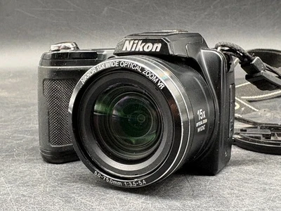 Nikon Coolpix L110 Digitalkamera Schwarz 12,1 MP 15x Zoom HD Video LCD - Screen - Bild 1 von 4