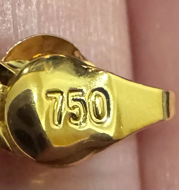 Collar de oro amarillo de 18k real de lujo marcado enchapado en oro 750 Italia cadena de 18 pulgadas Foto 3 de 4