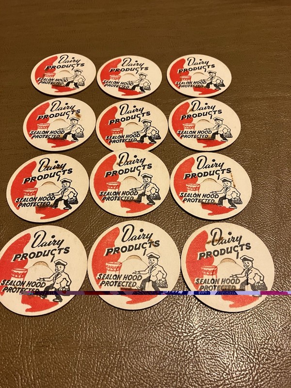 Lot of 12 Milk Caps 1 5/8 Diam