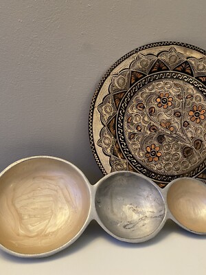 Einzigartige handgefertigte dreiteilige Schüssel Schale schrullig Schmuck Display
