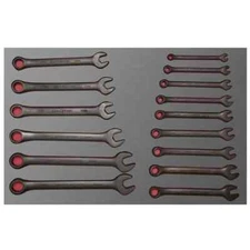 Phosphated metric combination wrench with set tray, 15 piece