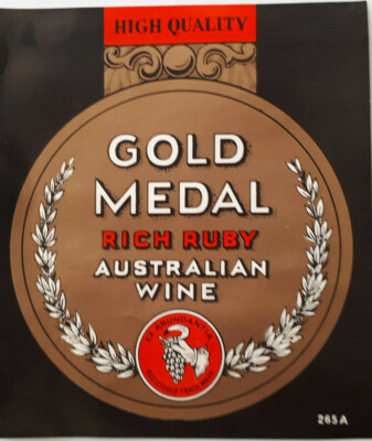 Goldmedaille Rich Ruby Australian Wine - Weinetikett 60er Jahre