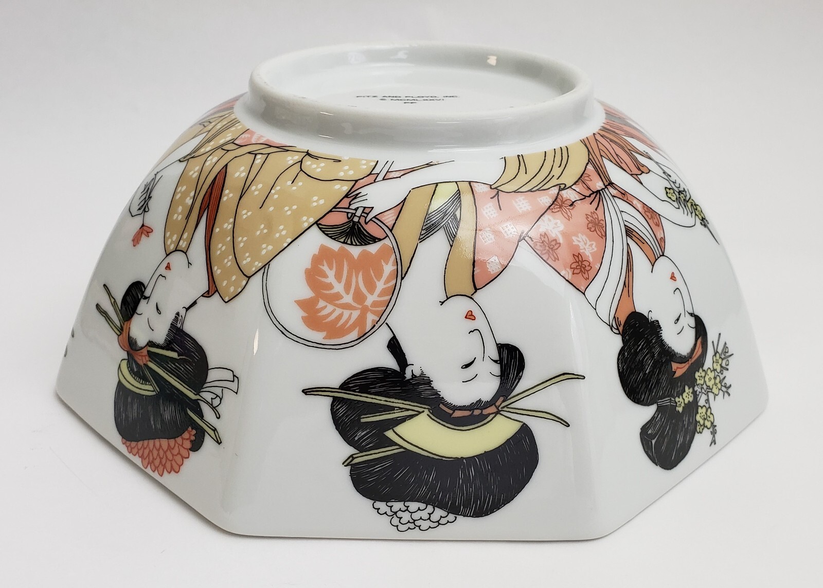 Vintage Fritz and Floyd Geisha Girl Serving Octagonal Vegetable Bowl Large Japan