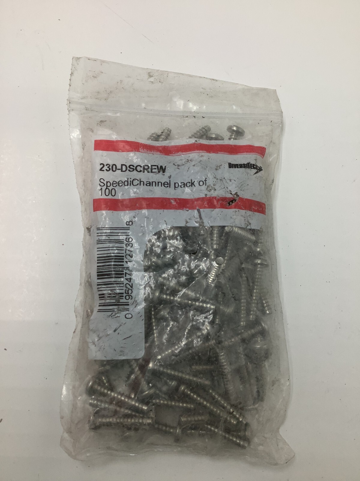 Pack of 100 DIVERSITECH SpeediChannel Screw 230-DSCREW / Stainless Steel