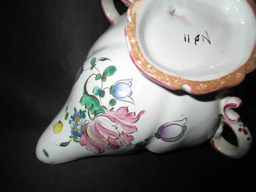 ancienne saucière en faïence peinte fin XVIII ème ou XIX ème - Picture 8 of 8