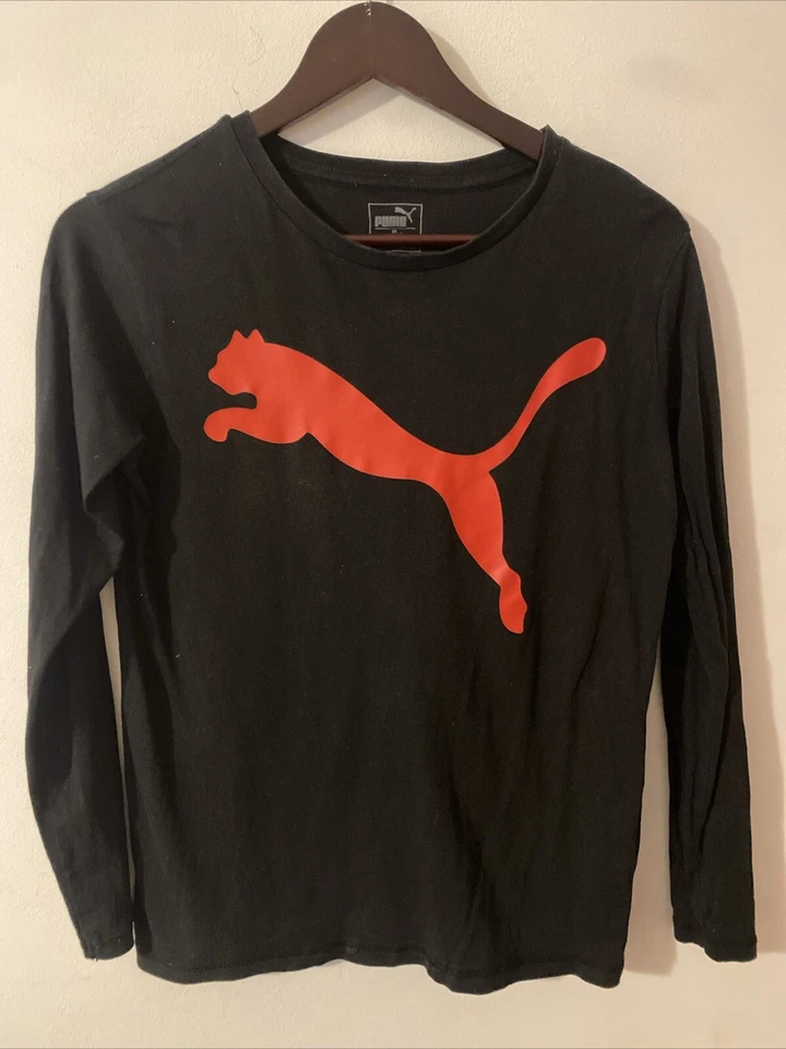 Camiseta Top Puma Niña Negra Manga Larga con Logo Rojo Talla L 14-16 Algodón Foto 2 de 4