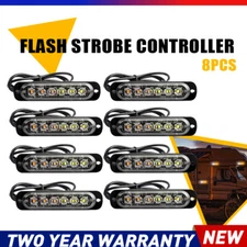 8x Amber Recovery Strobe 6 LED Lights Orange Grill Breakdown Flashing Beacon