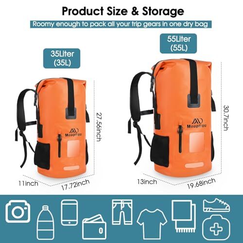 Water Bear 35L Waterproof Backpack – Roll-Top Dry Bag With Laptop Sleeve, Padded Straps (Black) - View #4