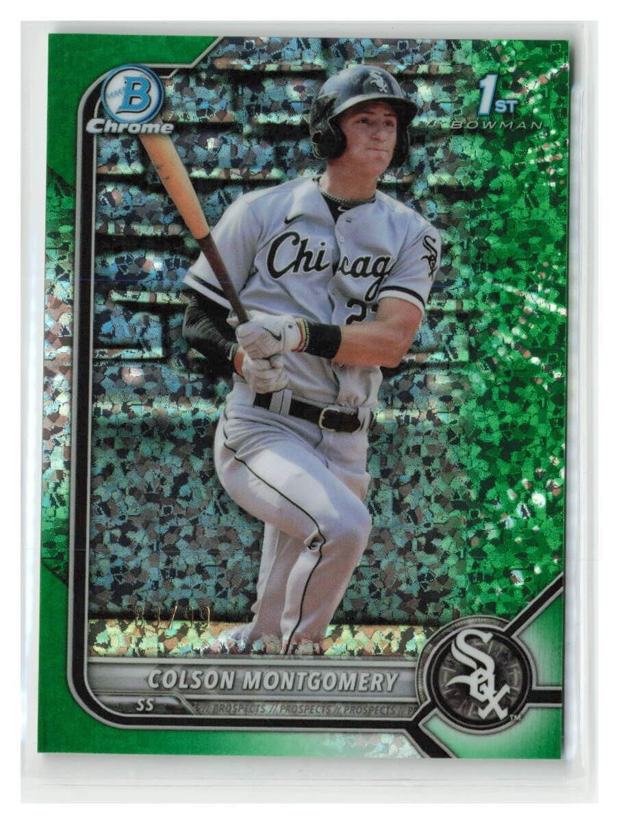 Colson Montgomery 2022 Bowman Chrome 1st Green Mini Diamond SSP /99 #BCP-71-CHI