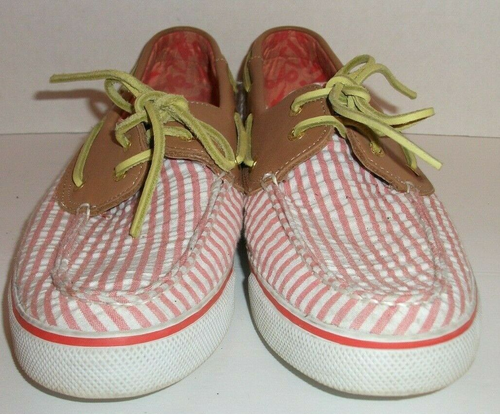 SPERRY TOP SIDER Seersucker Coral Size 