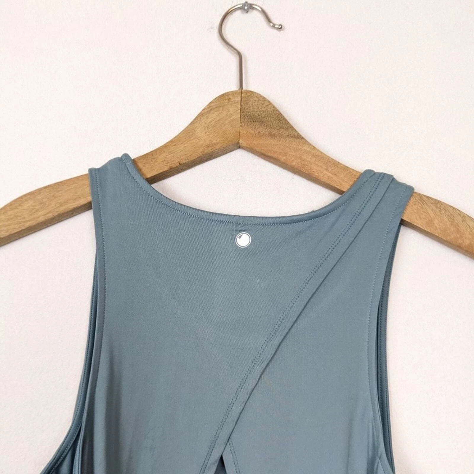 yogalicious split open back sleeveless tie shirt
