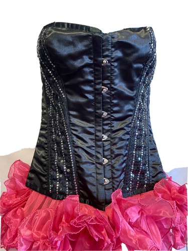 Burlesque Saloon Girl Black / Pink Sz 14 - Picture 4 of 11