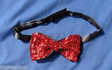 Sequined bow tie sequin red NEW with tags spangles DJ sequins