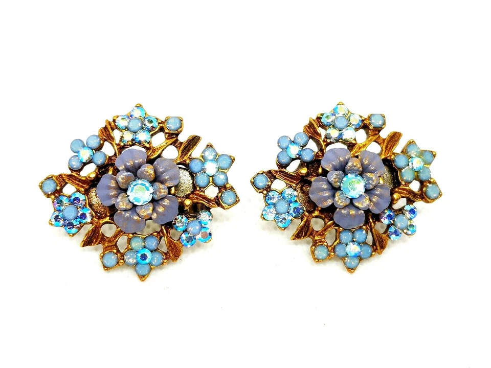 Preciosos Pendientes Firmados Elegantes Michal Negrin Cristal Azul Claro. Foto 2 de 4