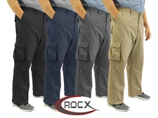 ROCXL Big & Tall Men's Cargo Pants Expandable Waist 100% Cotton Sizes 42 - 68