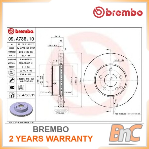 Warrencoalition Org Brake Discs Brakes Brake Parts Genuine Brembo Internally Vented Front Brake Discs 09 36 11 A 2 Mm