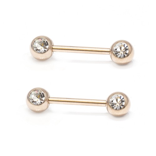 14G Nipple Ring Anodized Titanium Nipple Piercing Barbell Front Facing Clear CZ - Picture 23 of 25