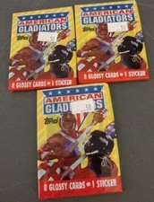 (3) 1991 American Gladiator Sports TV Show Trading Card Pack Vintage