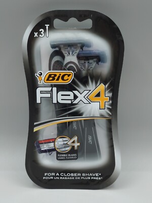 BIC Flex 4 Disposable Razor, Men, 3-Count Flexible Blades For A Closer shave