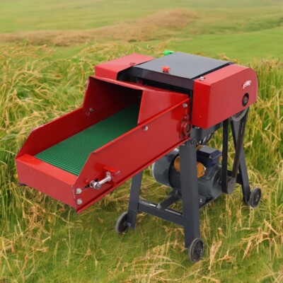 220V Hay Cutter Pulverizer 4blade Grass Chopper Straw Crusher with Belt Conveyor